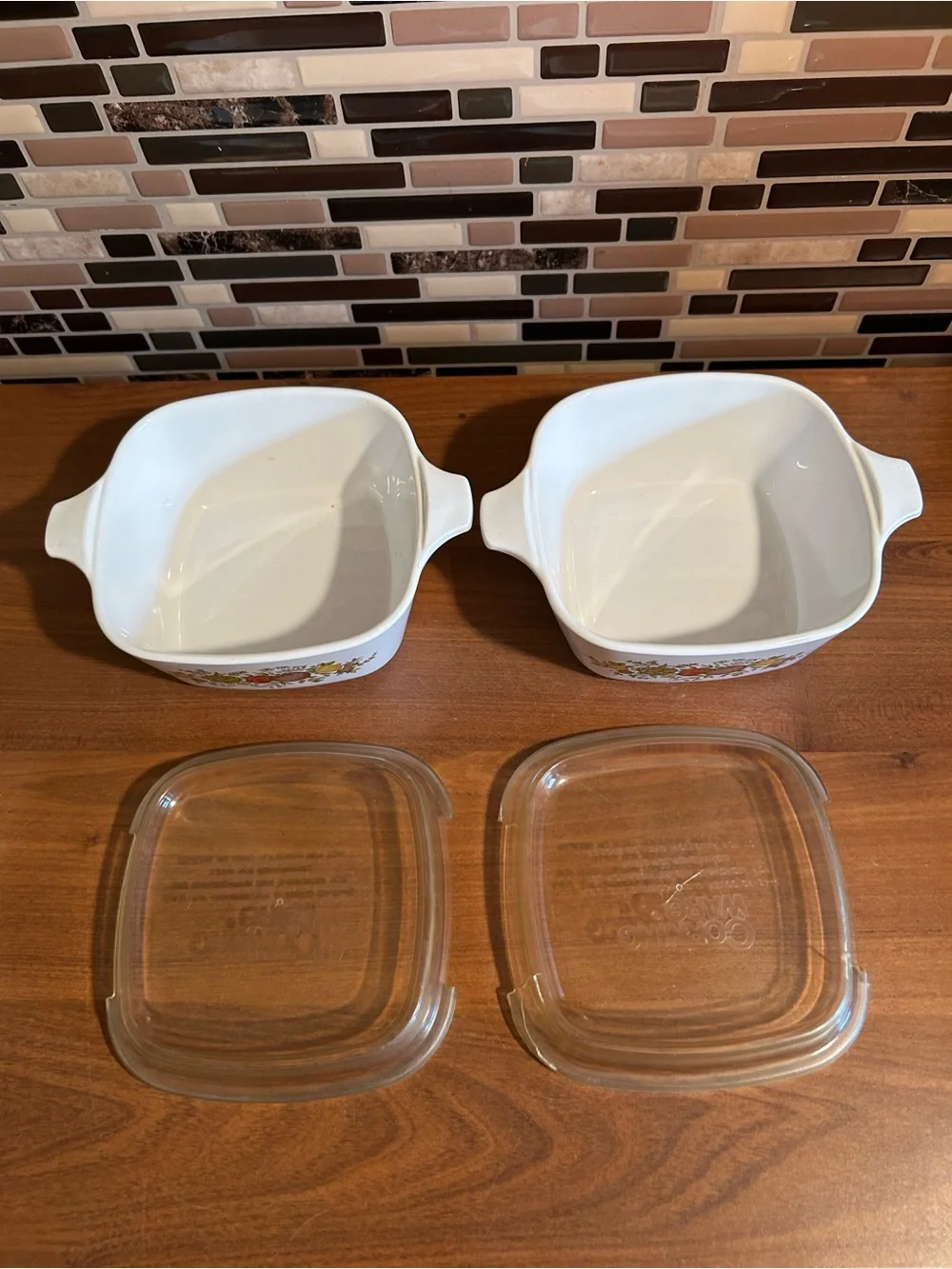Vintage Corningware Spice of Life Casserole Dish 2.75 Cup- Set of 2 P43-B w/lids